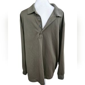 BERMUDA SANDS Performance long Sleeve Polo In Olive Brown. Size Large